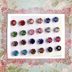 24 Pcs. Silver ~ Colorful Assortment Earrings